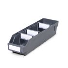 Magazijnbak 4012 Grijs met 3 verdeelschotten en 4 labels 400x120x95mm (lxbxh)
