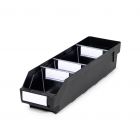 Magazijnbak 4012  Zwart (ESD) met 3 verdeelschotten en 4 labels 400x120x95mm (lxbxh)