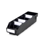 Magazijnbak 4012  Zwart (ESD) met 3 verdeelschotten en 4 labels 400x120x95mm (lxbxh)