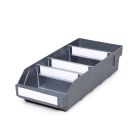 Magazijnbak 4018 Grijs met 3 verdeelschotten en 4 labels 400x180x95mm (lxbxh)