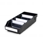 Magazijnbak 4018  Zwart (ESD) met 3 verdeelschotten en 4 labels 400x180x95mm (lxbxh)