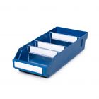 Magazijnbak 4018 Blauw met 3 verdeelschotten en 4 labels 400x180x95mm (lxbxh)