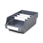 Magazijnbak 4024-15 Grijs met 3 verdeelschotten en 4 labels 400x240x150mm (lxbxh)