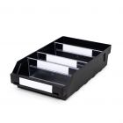 Magazijnbak 4024  Zwart (ESD) met 3 verdeelschotten en 4 labels 400x240x95mm (lxbxh)