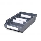 Magazijnbak 4024 Grijs met 3 verdeelschotten en 4 labels 400x240x95mm (lxbxh)