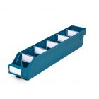 Magazijnbak 5009 Groen met 5 verdeelschotten en 6 labels 500x90x95mm (lxbxh)