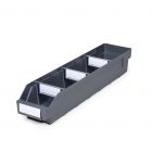 Magazijnbak 5012 Grijs met 3 verdeelschotten en 4 labels 500x120x95mm (lxbxh)