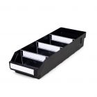 Magazijnbak 5018  Zwart (ESD) met 3 verdeelschotten en 4 labels 500x180x95mm (lxbxh)