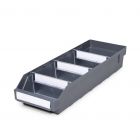 Magazijnbak 5018 Grijs met 3 verdeelschotten en 4 labels 500x180x95mm (lxbxh)