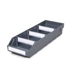 Magazijnbak 5018 Grijs met 3 verdeelschotten en 4 labels 500x180x95mm (lxbxh)