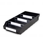 Magazijnbak 5024  Zwart (ESD) met 3 verdeelschotten en 4 labels 500x240x95mm (lxbxh)