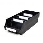 Magazijnbak 5024-15  Zwart (ESD) met 3 verdeelschotten en 4 labels 500x240x150mm (lxbxh)