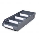 Magazijnbak 5024 Grijs met 3 verdeelschotten en 4 labels 500x240x95mm (lxbxh)