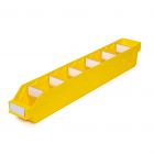 Magazijnbak 6009 Geel met 6 verdeelschotten en 7 labels 600x90x95mm (lxbxh)