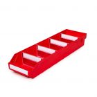 Magazijnbak 6018 Rood met 4 verdeelschotten en 5 labels 600x180x95mm (lxbxh)