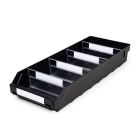 Magazijnbak 6024  Zwart (ESD) met 4 verdeelschotten en 5 labels 600x240x95mm (lxbxh)