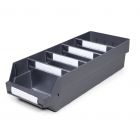 Magazijnbak 6024-15 Grijs met 4 verdeelschotten en 5 labels 600x240x150mm (lxbxh)