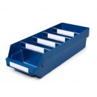 Magazijnbak 6024-15 Blauw met 4 verdeelschotten en 5 labels 600x240x150mm (lxbxh)