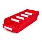 Magazijnbak 6024-15 Rood met 4 verdeelschotten en 5 labels 600x240x150mm (lxbxh)