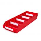 Magazijnbak 6024 Rood met 4 verdeelschotten en 5 labels 600x240x95mm (lxbxh)