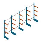Voordeelrij lichte draagarmstelling BR enkelzijdig 2000x4100x500 mm (hxbxd) 3 niveaus