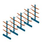 Voordeelrij lichte draagarmstelling BR dubbelzijdig 2000x4100x500 mm (hxbxd) 3 niveaus