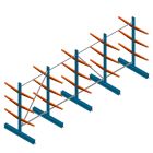 Voordeelrij lichte draagarmstelling BR dubbelzijdig 2000x5100x600 mm (hxbxd) 3 niveaus