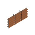 Voordeelrij MP Grootvakstelling 2500x5750x600 hxbxd 5 niveaus RAL2004/5003/Verzinkt 400kg