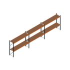 Voordeelrij MP Grootvakstelling 2000x7400x600 hxbxd 2 niveaus RAL2004/5003/Verzinkt 265kg