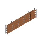 Voordeelrij MP Grootvakstelling 2500x9550x600 hxbxd 4 niveaus RAL2004/5003/Verzinkt 400kg