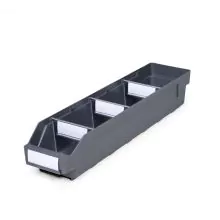 Magazijnbak 5012 Grijs met 3 verdeelschotten en 4 labels 500x120x95mm (lxbxh)
