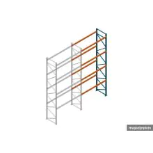 Aanbouwsectie deels gebruikte Nedcon PR palletstelling 6000x3100x1100mm hxbxd 4niveaus 2600kg/niv