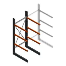 Zware draagarmstelling enkelzijdig 3000x1200x1500mm (hxbxd) 3 niveaus beginsectie