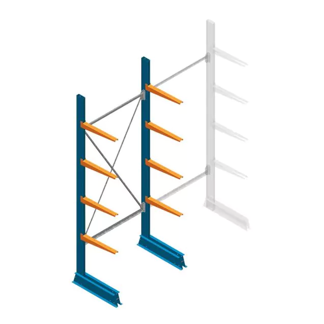 Beginsectie Draagarmstelling licht Enkelzijdig 2500x1000x500mm (hxbxd) 4 niveaus