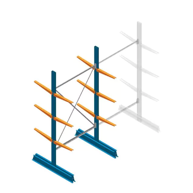 Beginsectie Draagarmstelling licht Dubbelzijdig 2500x1250x500mm (hxbxd) 3 niveaus