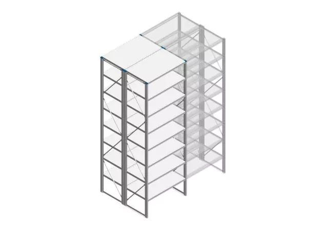 Beginsectie Nedcon SF Legbordstelling 3000x970x1200mm hxbxd 8 niveaus Metaal Verzinkt 80kg Dubbel