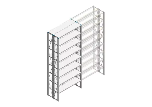 Beginsectie Nedcon SF Legbordstelling 3000x1270x600mm hxbxd 8 niveaus Metaal Verzinkt 70kg Dubbel