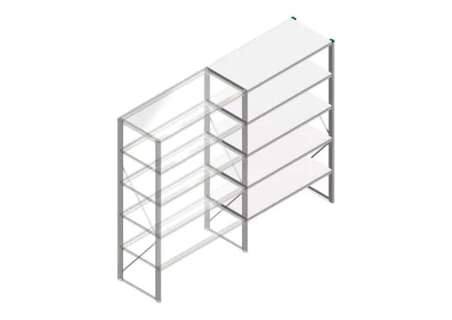 Aanbouwsectie Nedcon SF Legbordstelling 2000x1270x600mm hxbxd 5 niveaus Metaal Verzinkt 60kg Enkel