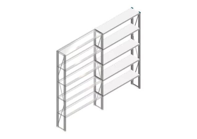 Aanbouwsectie Nedcon SF Legbordstelling 2200x1270x300mm hxbxd 5 niveaus Metaal Verzinkt 175kg Enkel