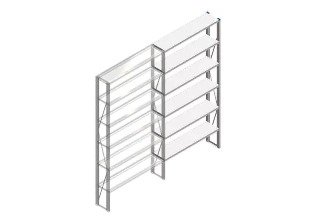 Aanbouwsectie Nedcon SF Legbordstelling 2500x1270x300mm hxbxd 6 niveaus Metaal Verzinkt 70kg Enkel