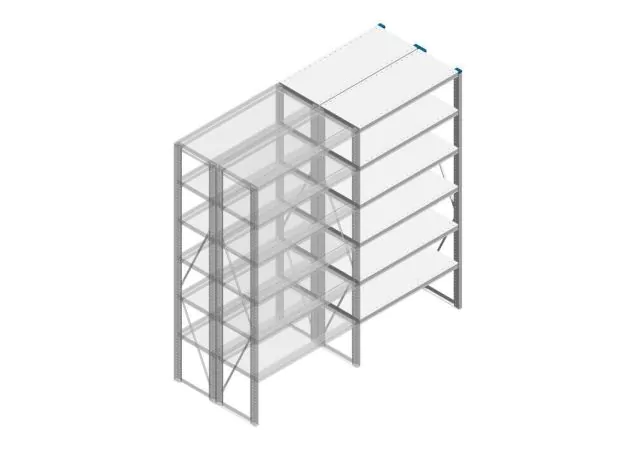 Aanbouwsectie Nedcon SF Legbordstelling 2000x970x800mm hxbxd 6 niveaus Metaal Verzinkt 200kg Dubbel