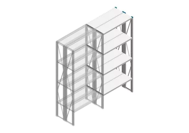 Aanbouwsectie Nedcon SF Legbordstelling 2200x970x600mm hxbxd 4 niveaus Metaal Verzinkt 200kg Dubbel