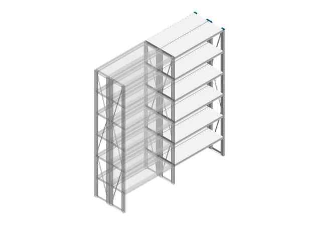 Aanbouwsectie Nedcon SF Legbordstelling 2200x970x600mm hxbxd 6 niveaus Metaal Verzinkt 85kg Dubbel