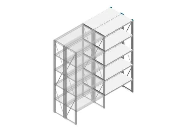 Aanbouwsectie Nedcon SF Legbordstelling 2200x970x800mm hxbxd 5 niveaus Metaal Verzinkt 80kg Dubbel
