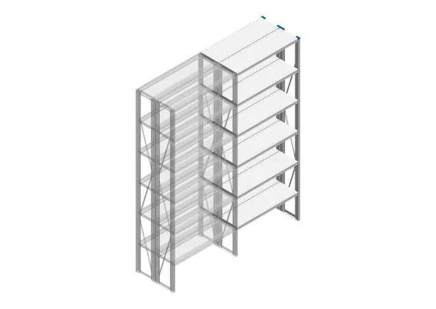 Aanbouwsectie Nedcon SF Legbordstelling 2500x970x600mm hxbxd 6 niveaus Metaal Verzinkt 85kg Dubbel