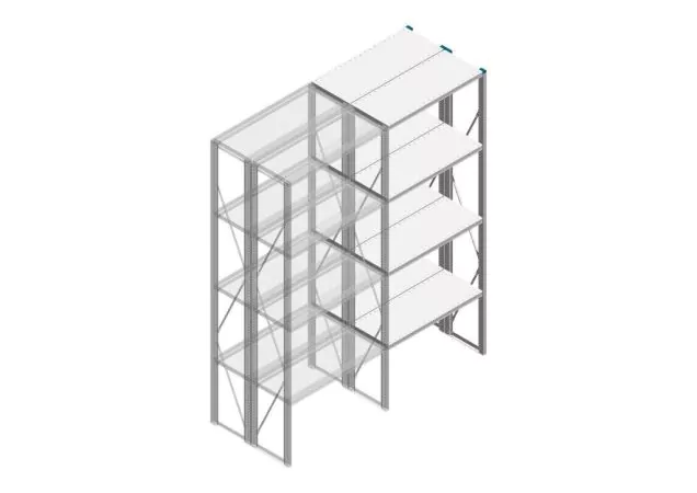 Aanbouwsectie Nedcon SF Legbordstelling 2500x970x800mm hxbxd 4 niveaus Metaal Verzinkt 80kg Dubbel