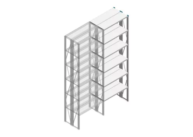 Aanbouwsectie Nedcon SF Legbordstelling 3000x970x600mm hxbxd 6 niveaus Metaal Verzinkt 85kg Dubbel