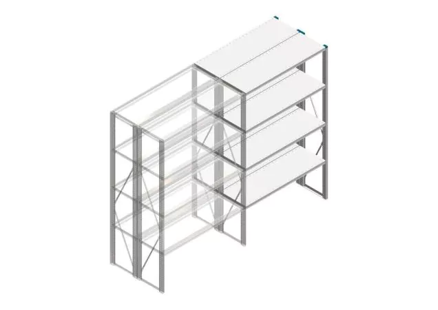 Aanbouwsectie Nedcon SF Legbordstelling 2000x1270x800mm hxbxd 4 niveaus Metaal Verzinkt 175kg Dubbel