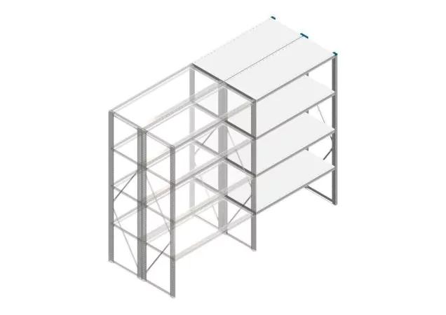 Aanbouwsectie Nedcon SF Legbordstelling 2000x1270x1000mm hxbxd 4 niveaus Metaal Verzinkt 60kg Dubbel