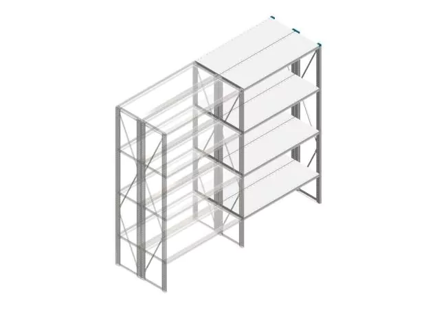 Aanbouwsectie Nedcon SF Legbordstelling 2200x1270x800mm hxbxd 4 niveaus Metaal Verzinkt 175kg Dubbel